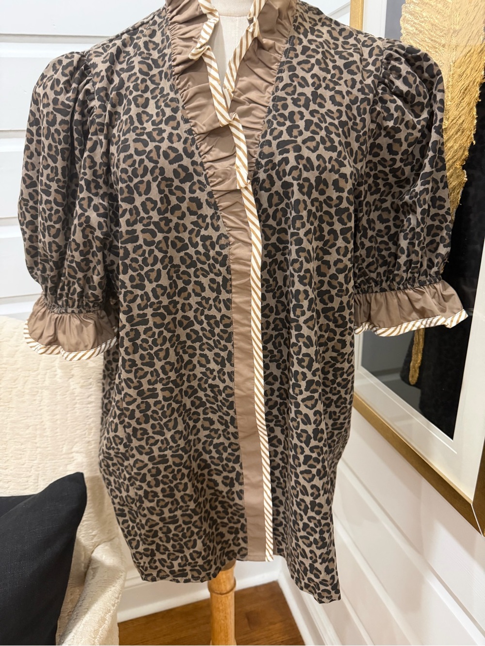 entro Brown Leopard Print Ruffle Trim Blouse